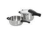 WMF Schnellkochtopfset Perfect, Edelstahl, Metall, 2-teilig, 4,5 L, abnehmbare Griffe, 2-Stufen-Garregler, Kochen, Töpfe, Schnellkochtöpfe