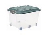 Rotho BOX Roller 6, Grün, Transparent, Kunststoff, 40x37x59.5 cm, Reach, DIN EN ISO 14001, DIN EN ISO 9001, Rollen, Tragegriff, Deckel abnehmbar, stapelbar, Ordnen & Aufbewahren, Aufbewahrungsboxen, Stapelboxen