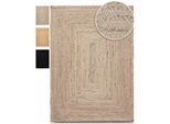 Teppich CARPETFINE "Nele Juteteppich Naturfaser", taupe, B:80cm H:6mm L:400cm, Jute, Teppiche, Teppich, geflochtener Wendeteppich aus 100% Jute, quadratisch und als Läufer
