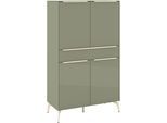 Highboard "Reno", olivgrün matt lack, glas olivgrün glanz, B:92cm H:155cm T:42cm, Glas, Holzwerkstoff, SET ONE BY MUSTERRING, Sideboards, Highboard, Mit Winkelfuß in diversen Farben, 155 cm Höhe & Farbauswahl