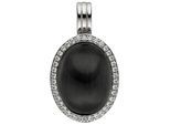 Kettenanhänger JOBO "Anhänger oval 33 mm", schwarz (schwarz, schwarz), Schmuckanhänger, Damen, Silber 925 (Sterlingsilber), Kettenanhänger, 925 Silber rhodiniert mit Mondstein Imitation und Zirkonia