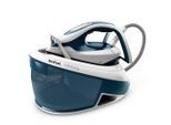 Tefal Dampfbügelstation, Blau, Weiß, 1800 ml, 40.0x28.5x31.0 cm, Wassertank abnehmbar, Schlauchaufbewahrungsfach, Transportverriegelung, Vertikaldampf, Abschaltautomatik, Schnellaufheizung, leichtgleitende Bügelsohle, Haushalt & Reinigung, Wäschepflege, Bügeleisen