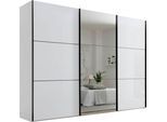 Schwebetürenschrank STAUD "Includo Glas, Made in Germany", weiß (alpinweißglas), B:249cm H:222cm T:68cm, Holzwerkstoff, Schränke, Schwebetürenschrank