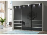 Schwebetürenschrank WIEMANN "Malibu, stilvolles Design, Made in Germany", weiß (weiß, graphitglas), B:300cm H:236cm T:67cm, Schränke, Schwebetürenschrank, mit Glasfront, in verschiedenen Breiten, Schubladen mit Selbsteinzug