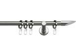 Gardinenstange INDEKO "Marbella" Gr. 4, silber (edelstahlfarben, silberfarben), L:240cm Ø:12mm, Stahl, Gardinenstangen, Gardinenstange, Komplett-Set inkl. Ringen und Montagematerial