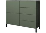 Kommode BORCHARDT MÖBEL "Haama, modern, grifflos, Metallfüße, praktisch, 2 Türen", salbei, B:93cm H:80cm T:35cm, Holzwerkstoff, Sideboards, Kommode, Push-To-Open, verstellbare Einlegeböden, viel Stauraum, Breite 93cm