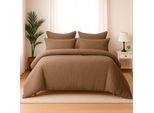 Bettwäsche WOLKENFELD "Wolkenfeld Premium Musselin mit Reißverschluss", braun (caffee), B/L: 155cm x 220cm, 1 Stk., 1 Stk., Musselin, B/L: 80cm x 80cm, 2 tlg., Musselin, Obermaterial: 100% Baumwolle, Bettwäsche, Bettwäsche, aus 100% Baumwolle – Atmungsaktiv & Weich – inkl. Kissenbezug 80x80