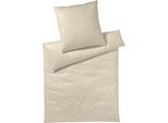 Bettwäsche YES FOR BED "Pure & Simple Uni in Gr. 135x200, 155x220 oder 200x200 cm", beige (natur), B/L: 200cm x 220cm, 1 Stk., 2 Stk., Mako-Satin, B/L: 80cm x 80cm & 80cm x 80cm, 3 Stk., Mako-Satin, Obermaterial: 100% Baumwolle, Bettwäsche, Bettwäsche, Bettwäsche aus Baumwolle, zeitlose Bettwäsche mit seidigem Glanz