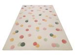 Kinderteppich SMART KIDS "Dana", beige (creme beige), B:110cm H:1,2mm L:170cm, Wolle, Teppiche, Kinderteppich, modern und natürlich, bunte Polkadots, mit Struktur, Kinderzimmer