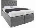 Boxspringbett, grau (dunkelgrau), B:170cm L:212cm, Bezug der Obermatratze: 100% Polyester, Bezug abnehm- und waschbar bis 60C;Unterbox und Kopfteil: Microvelours-Bezug (100% Polyester), WESTFALIA SCHLAFKOMFORT, Komplettbetten, Boxspringbett