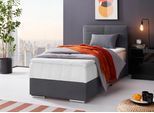 Boxbett COTTA "Tom mit Bettkasten, Topper und Zierkissen", grau (anthrazit), B:125cm L:209cm, Komplettbetten, Boxbett, Bestseller, Unser Dauertiefpreis