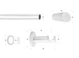 Gardinenstange GARESA "WHITE", weiß, L:380cm Ø:20mm, Eisen, Gardinenstangen, Gardinenstange, Vorhanggarnitur, verlängerbar, Wandmontage, Endknopf abgeschrägt
