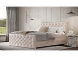 Boxspringbett FORTE "Lanciano Max inkl. zwei Bettkästen und Kaltschaum Topper", beige, B:146cm L:225cm, Komplettbetten, Boxspringbett, und einer 7-Zonen-Tonnentaschenfederkernmatratze H2/H3