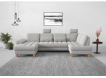 Wohnlandschaft SIT & MORE "Westham U-Form", silber, B:338cm H:88cm T:172cm, 90% Polyester 10%Polyamid, Sofas, Wohnlandschaft, wahlweise mit Bettfunktion, Bettkasten, Sitztiefenverstellung