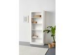 Bücherregal OTTO HOME "Liotta", weiß, B:77cm H:180cm T:31cm, Massivholz, Regale, Bücherregal, mit 4 verstellbare Einlegeböden, aus massivem Kiefernholz