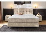 Boxspringbett JOCKENHÖFER GRUPPE "Beatrice erhältlich in 140 & 180cm Breite", beige (beige 460, 29), B:193cm L:222cm, Bezug Bett: Microfaser (100% Polyester);Topper und Matratzenspiegel: 100% Polyester, Komplettbetten, Boxspringbett, 7-Zonen-TTFK-Matratzen und KS-Topper, verschiedene Härtegrade