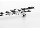 Gardinenstange GARESA "EASY", grau (chromfarben), B:64cm L:120cm Ø:20mm, Aluminium, Gardinenstangen, Gardinenstange, Vorhanggarnitur, verlängerbar, Endk. mit 3 Löcher, Alu, m. Ringe