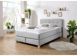Boxspringbett HOME AFFAIRE "Fargo", grau, B:153cm L:207cm, Struktur fein (100% Polyester);Samtstoff (100% Polyester), Komplettbetten, Boxspringbett, inkl. Topper, in 3 Matratzenarten, in Samt- oder Strukturstoff