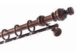 Gardinenstange GARESA "BAROCK", braun (nussbaum), L:140cm Ø:35mm, Holzwerkstoff, Gardinenstangen, Gardinenstange, rustikale Vorhanggarnitur Holz, verlängerbar, mit Ringe/2 Lauf Gleiter