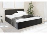Polsterbett "Shawn", schwarz, L:210cm, Bezug Kopfteil: Teddy-Stoff: 100% Polyester, Bezug Bettgestell: Microvelours 100% Polyester, Polsterung: Polsterwatte, Material Gestell: gepolsterter Holzwerkstoff, WESTFALIA SCHLAFKOMFORT, Betten, Polsterbett, zwei verschiedene Liegehöhen wählbar