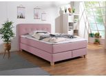 Boxspringbett HOME AFFAIRE "Fargo", lila (flieder), B:153cm L:207cm, Struktur fein (100% Polyester);Samtstoff (100% Polyester), Komplettbetten, Boxspringbett, inkl. Topper, in 3 Matratzenarten, in Samt- oder Strukturstoff