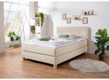 Boxspringbett HOME AFFAIRE "Fargo", beige, B:133cm L:207cm, Struktur fein (100% Polyester);Samtstoff (100% Polyester), Komplettbetten, Boxspringbett, inkl. Topper, in 3 Matratzenarten, in Samt- oder Strukturstoff