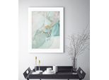 Bild QUEENCE "Inga", blau (farbe rahmen: weiß, farbe bild(er): blau), B:50cm H:60cm, Bilder, Bild, Marmor, gerahmt, Abstrakt