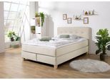 Boxspringbett HOME AFFAIRE "Fargo", beige, B:153cm L:227cm, Struktur fein (100% Polyester);Samtstoff (100% Polyester), Komplettbetten, Boxspringbett, in Überlänge 220 cm, mit Topper, 3 Ausführungen, 4, Breiten