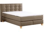 Boxspringbett HOME AFFAIRE "Moulay", braun (mittelbraun), B:154cm L:231cm, Komplettbetten, Boxspringbett, inkl. Topper, in Überlänge 220 cm, 3 Härtegrade, auch in H4