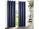 Vorhang WECKBRODT "Sarin", blau (nachtblau), B:135cm H:225cm, Microfaser, Polyester, Gardinen, Vorhang, blickdicht, Thermo, wärme-,kälteisolierend, abdunkelnd, Gardine, Store