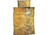 Bettwäsche GOEBEL "Adele Bloch", gold (goldfarben), B/L: 135cm x 200cm, 1 Stk., 1 Stk., Satin, B/L: 80cm x 80cm, 2 Stk., Satin, Obermaterial: 100% Baumwolle, Bettwäsche, Bettwäsche, mit Gemälde Motiv
