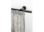 Gardinenstange GARESA "PEMPIA", braun (mattchromfarben, nussbaum), L:470cm Ø:20mm, Holzwerkstoff, Metall, Gardinenstangen, Gardinenstange, Vorhanggarnitur, verlängerbar, Knopf m.Ausschnitte