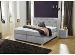 Boxspringbett JOCKENHÖFER GRUPPE "Bella erhältlich in 140 & 180cm Breite", grau (hellgrau 485, 29), B:190cm L:226cm, Bettgestell und seitliche Einfassung der Matratzen: Mikrofaser, Samtähnlich (100% Polyester);Topper: 100% Polyurethan, Bezug (100% Polyester) abnehmbar und waschbar bis 60º C;Spiegelfläche der Matratze: 100% Polyester, Komplettbetten, Boxspringbett, mit Kaltschaum-Topper und Rauchgl