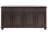 Sideboard OTTO HOME "Mette", braun (dunkelbraun), B:156cm H:77cm T:34cm, MDF, Massivholz, Sideboards, Sideboard, Kommode aus massivem Kiefernholz, Breite 156 cm