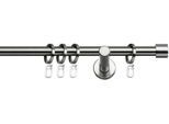 Gardinenstange INDEKO "Andrax" Gr. 3, silber (edelstahlfarben, silberfarben), L:200cm Ø:12mm, Stahl, Gardinenstangen, Gardinenstange, Komplett-Set inkl. Ringen und Montagematerial