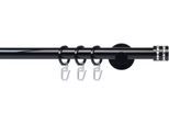 Gardinenstange LIEDECO "Fertigstilgarnitur 20 mm Piano Miami" Gr. 7, schwarz, L:240cm Ø:20mm, Eisen, Gardinenstangen, Gardinenstange, Gardinenstange Komplett