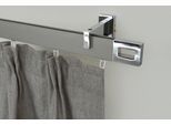Gardinenstange GARESA "FLAT", silber (vernickelt, chromfarben), L:390cm, Aluminium, Gardinenstangen, Gardinenstange, Rechteckprofil, Wandmontage, perfekter Lauf, modern, verlängerbar