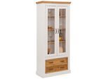 Vitrine OTTO HOME "Selma", weiß (weiß, natur), Schränke, Vitrine, Höhe 180 cm, mit schöner Holzmaserung