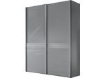 Schwebetürenschrank STAUD "Sinfonie Plus, edles Design in hochwertiger Qualität, Made in Germany", grau (hellgrauglas, hellgrauglas matt), B:188cm H:222cm T:68cm, Holzwerkstoff, Schränke, Schwebetürenschrank, Mittelband in Mattglas und vier verschiedenen Ausstattungsvarianten