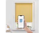 Rollo LICHTBLICK ORIGINAL "Klemmfix, ohne Bohren", gelb, weiß, weiß, B:75cm H:190cm, Polyester, Rollos, Rollo, Steuerbar mit Bluetooth-App, integrierter Elektromotor und Akku