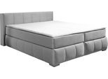 Boxspringbett HOME AFFAIRE "Chelles", silber, B:187cm L:245cm, Samtoptik (100% Polyester);Bezug der Spiegelfläche Matratzendrell aus 100% Polyester;Struktur fein 100% Polyester), Komplettbetten, Boxspringbett, inkl. Topper,, in XXL- Überlänge 220 cm, Unterbox mit feine Wölbung