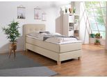 Boxspringbett HOME AFFAIRE "Fargo", beige, B:103cm L:207cm, Struktur fein (100% Polyester);Samtstoff (100% Polyester), Komplettbetten, Boxspringbett, inkl. Topper, in 3 Matratzenarten, in Samt- oder Strukturstoff