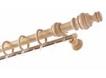 Gardinenstange GARESA "BAROCK", beige (natur), L:560cm Ø:35mm, Holzwerkstoff, Gardinenstangen, Gardinenstange, rustikale Vorhanggarnitur Holz, verlängerbar, mit Ringe/2 Lauf Gleiter