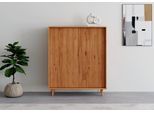 Highboard OTTO HOME "Malmedy Front mit gefrästen Rillen", beige (natur gebeizt, gewachst), B:100cm H:120cm T:38cm, FSC-zertifiziertes Massivholz, MDF, Sideboards, Highboard, Kommode Midischrank aus massivem Kiefernholz, Push-to-open, B 100 cm