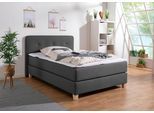Boxspringbett HOME AFFAIRE "Fargo", grau (anthrazit), B:133cm L:207cm, Struktur fein (100% Polyester);Samtstoff (100% Polyester), Komplettbetten, Boxspringbett, inkl. Topper, in 3 Matratzenarten, in Samt- oder Strukturstoff