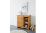 Stauraumschrank OTTO HOME "Bertram", beige (natur gebeizt, gewachst), B:90cm H:90cm T:38cm, MDF, Massivholz, Schränke, Stauraumschrank, Massivholz,4 verstellbare Einlegeböden, Magnetverschluss,Höhe 90 cm