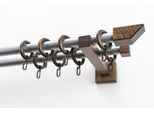 Gardinenstange GARESA "CUBUS", braun (nussbaum, chromfarben), L:330cm Ø:20mm, Holzwerkstoff, Metall, Gardinenstangen, Gardinenstange, Vorhanggarnitur, verlängerbar, Endknopf abgeschrägt, mit Ringe