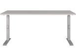 Schreibtisch GERMANIA "Downey", grau (kaschmir, silber, silber, kaschmir), B:160cm H:91cm T:80cm, Tische, Schreibtisch, höhenverstellbar von 68-91 cm, verfügbar in verschiedenen Breiten