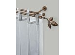 Gardinenstange GARESA "SHEET", braun (bronzefarben), L:200cm Ø:16mm, Metall, Gardinenstangen, Gardinenstange, Vorhanggarnitur, verlängerbar, Knopf mit Blätter, ohne Ringe