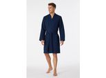 Herrenbademantel SCHIESSER "Essentials", Herren, Gr. XL, blau (803, blau), Baumwolle, Kurzform, Hausmäntel Herrenbademantel, mit Bindekordel, Kimono-Schnitt